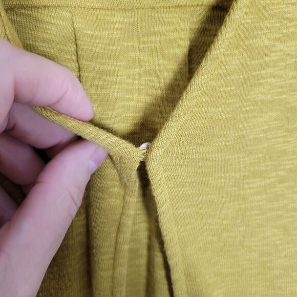 LOGO LORI GOLDSTEIN Mustard One Button Swing Cardigan Lagenlook SIZE MEDIUM - Picture 3 of 11